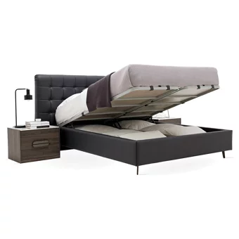 Enza Home Giorno 160 x 200 cm Başlıklı Çift Kişilik Sandıklı Baza Seti Gri