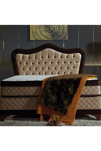 Flora Beddıng Safira 150 x 200 cm Yataklı Başlıklı Çift Kişilik Sandıklı Baza Seti Kahverengi