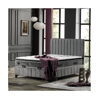 Armis Alegra 140 x 190 cm Yataklı Başlıklı Çift Kişilik Sandıklı Baza Seti Antrasit