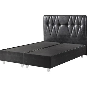 Belletto 150 x 200 cm Ayrılabilen Başlıklı Çift Kişilik Sandıklı Baza Seti Siyah