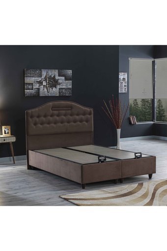 İpek Mobilya Nima 150 x 200 cm Yataklı Başlıksız Çift Kişilik Sandıklı Baza Seti Kahverengi