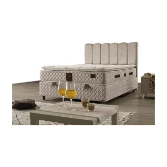 Mobilya Dükkanım Gold 150 x 200 cm Ayrılabilen Yataklı Başlıklı Çift Kişilik Sandıklı Baza Seti Beyaz