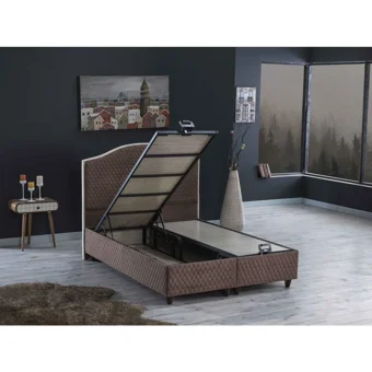 İpek Mobilya Starmaks 160 x 200 cm Başlıksız Çift Kişilik Sandıklı Baza Sütlü Kahve