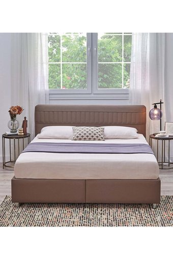 Yataş Bedding Nano 140 x 190 cm Başlıklı Çift Kişilik Sandıklı Baza Seti Vizon