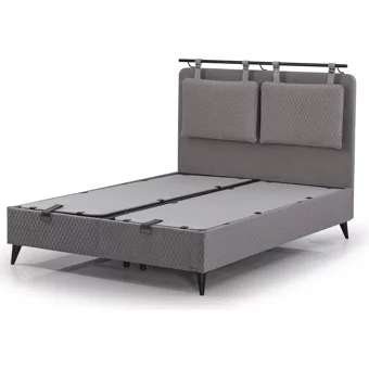 Armis Bamboo 200 x 200 cm Başlıksız Çift Kişilik Sandıklı Baza Gri