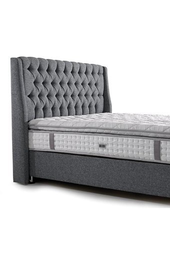 Mobilya Dükkanım Zenith 150 x 200 cm Ayrılabilen Başlıklı Çift Kişilik Sandıklı Baza Seti Antrasit