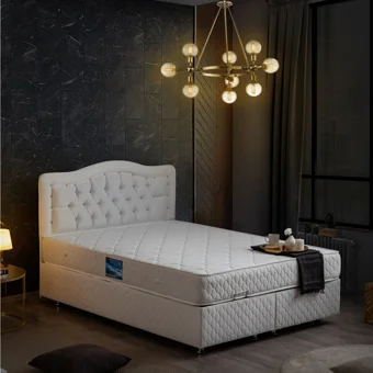 Setay Şah 200 x 150 cm Ayrılabilen Yataklı Başlıklı Çift Kişilik Sandıklı Baza Seti Beyaz