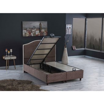 İpek Mobilya Starmaks 180 x 200 cm Ayrılabilen Başlıklı Çift Kişilik Sandıklı Baza Seti Sütlü Kahve