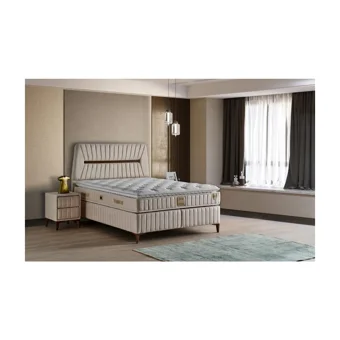 Mobilya Dükkanım Star 150 x 200 cm Ayrılabilen Yataklı Başlıklı Çift Kişilik Sandıklı Baza Seti Krem