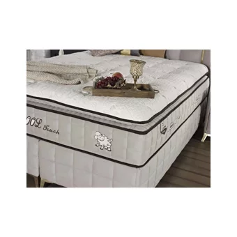 Tutku Yatak Wool Touch 150 x 200 cm Yataklı Başlıklı Çift Kişilik Sandıklı Baza Seti Gri