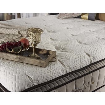 Tutku Yatak Wool Touch 150 x 200 cm Yataklı Başlıklı Çift Kişilik Sandıklı Baza Seti Gri