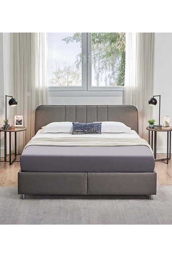 Yataş Somni 160 x 200 cm Başlıklı Çift Kişilik Sandıklı Baza Seti Antrasit