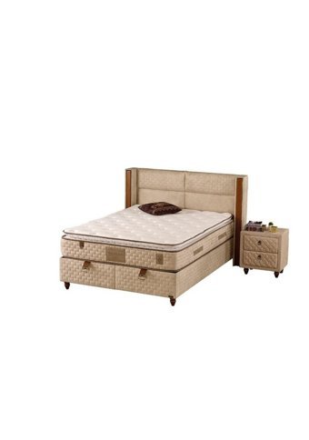 Mobilya Dükkanım Bera 180 x 200 cm Yataklı Başlıklı Çift Kişilik Sandıklı Baza Seti Krem