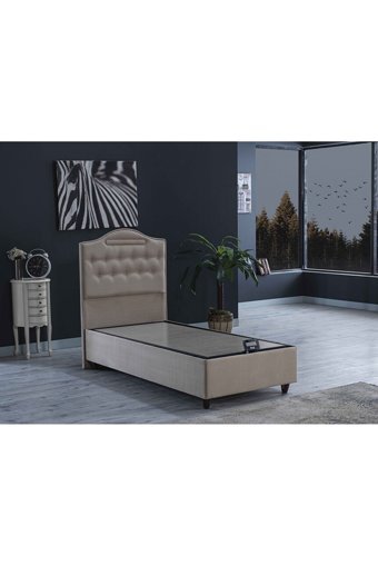 İpek Mobilya Nima 160 x 200 cm Yataklı Başlıklı Çift Kişilik Sandıklı Baza Seti Bej