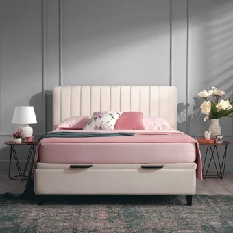Yataş Mega 150 x 200 cm Başlıklı Çift Kişilik Sandıklı Baza Seti Krem