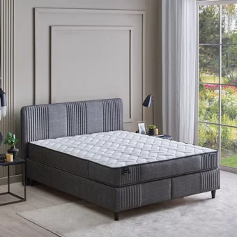 Yataş Wool Sense 100 x 200 cm Yataklı Başlıklı Çift Kişilik Sandıklı Baza Seti Koyu Gri