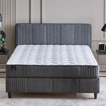 Yataş Wool Sense 100 x 200 cm Yataklı Başlıklı Çift Kişilik Sandıklı Baza Seti Koyu Gri