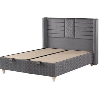 Mobilya Dükkanım Yaren 150 x 200 cm Ayrılabilen Başlıklı Çift Kişilik Sandıklı Baza Seti Gri