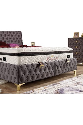 İmaj Elizabeth 140 x 190 cm Başlıksız Çift Kişilik Sandıklı Baza Antrasit