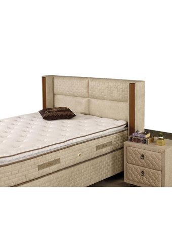 Mobilya Dükkanım Bera 150 x 200 cm Yataklı Başlıklı Çift Kişilik Sandıklı Baza Seti Krem