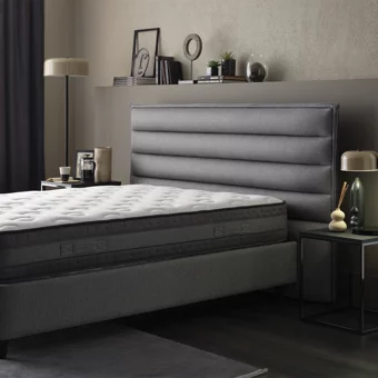 Yataş Cool & Wool 160 x 200 cm Yataklı Başlıklı Çift Kişilik Sandıklı Baza Seti Gri