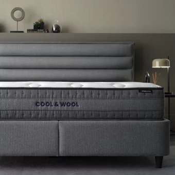 Yataş Cool & Wool 160 x 200 cm Yataklı Başlıklı Çift Kişilik Sandıklı Baza Seti Gri