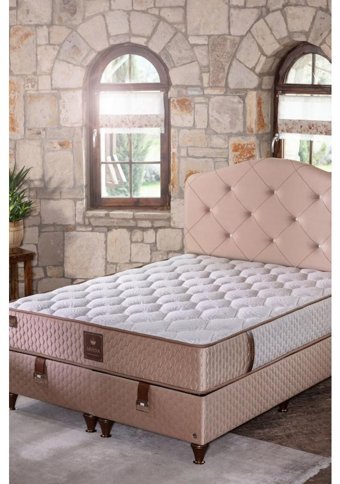 Md Savana 160 x 200 cm Ayrılabilen Yataklı Başlıklı Çift Kişilik Sandıklı Baza Seti Pudra