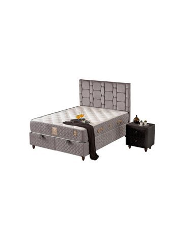 Stone 180 x 200 cm Ayrılabilen Yataklı Başlıklı Çift Kişilik Sandıklı Baza Seti Gri