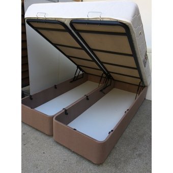 Bengi Ticaret 150 x 200 cm Ayrılabilen Başlıklı Çift Kişilik Sandıklı Baza Seti Açık Kahverengi