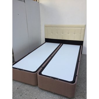 Bengi Ticaret 150 x 200 cm Ayrılabilen Başlıklı Çift Kişilik Sandıklı Baza Seti Açık Kahverengi