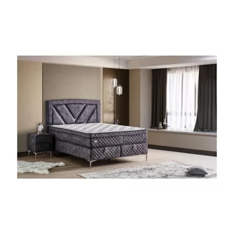 Mobilya Dükkanım Niobe 150 x 200 cm Ayrılabilen Yataklı Başlıklı Çift Kişilik Sandıklı Baza Seti Antrasit