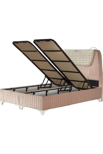 Hammak Home Magnolıa 150 x 200 cm Ayrılabilen Başlıklı Çift Kişilik Sandıklı Baza Seti Pembe