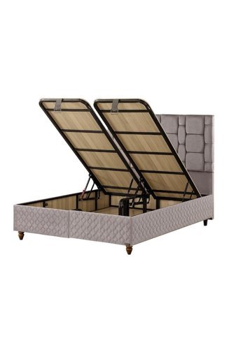 Stone 180 x 200 cm Ayrılabilen Başlıklı Çift Kişilik Sandıklı Baza Seti Gri