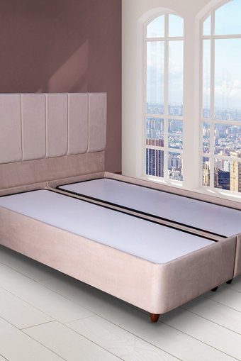 Alf Havuzlu 200 x 200 cm Ayrılabilen Başlıklı Çift Kişilik Sandıklı Baza Sütlü Kahve