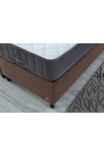 İpek Mobilya Alto 100 x 200 cm Yataklı Başlıklı Çift Kişilik Sandıklı Baza Seti Kahverengi