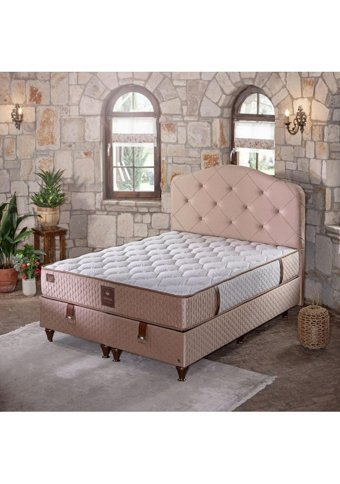 Md Savana 140 x 200 cm Ayrılabilen Yataklı Başlıklı Çift Kişilik Sandıklı Baza Seti Gül Kurusu