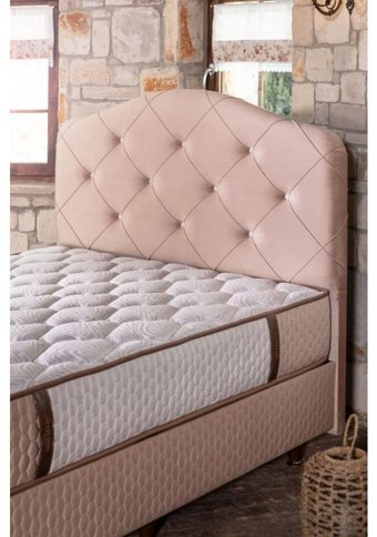 Md Savana 140 x 200 cm Ayrılabilen Yataklı Başlıklı Çift Kişilik Sandıklı Baza Seti Gül Kurusu