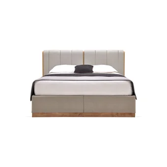 Enza Home Polka 160 x 200 cm Başlıklı Çift Kişilik Sandıklı Baza Seti Vizon