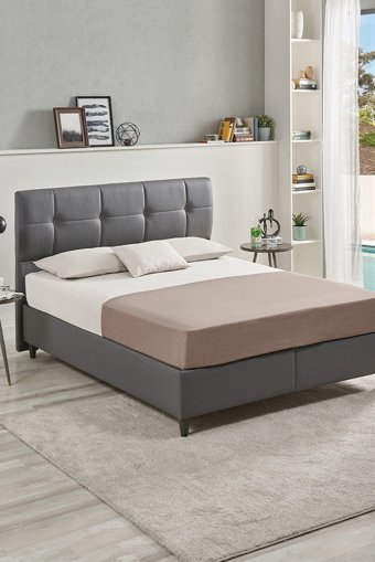 Yataş Lento 100 x 200 cm Başlıklı Çift Kişilik Sandıklı Baza Seti Gri
