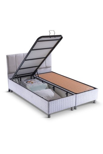 Alf Plus 200 x 200 cm Ayrılabilen Başlıksız Çift Kişilik Sandıklı Baza Seti Beyaz