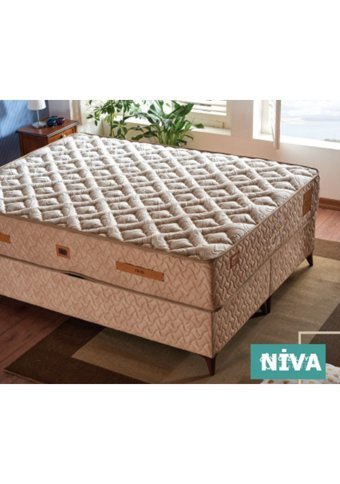 Niva Baza Elegan Başlıklı Çift Kişilik Baza Seti Bej