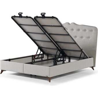 Armis Premium 160 x 200 cm Ayrılabilen Başlıksız Çift Kişilik Sandıklı Baza Beyaz