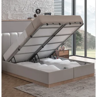 Enza Home Polka 180 x 200 cm Başlıklı Çift Kişilik Sandıklı Baza Seti Açık Yeşil