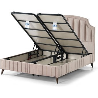 Armis King 160 x 200 cm Başlıksız Çift Kişilik Sandıklı Baza Krem