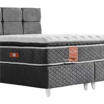 Cesur Gümüş 160 x 200 cm Ayrılabilen Yataklı Başlıklı Çift Kişilik Sandıklı Baza Seti Antrasit
