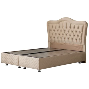 Setay Camelli 160 x 200 cm Ayrılabilen Başlıklı Çift Kişilik Sandıklı Baza Seti Bej