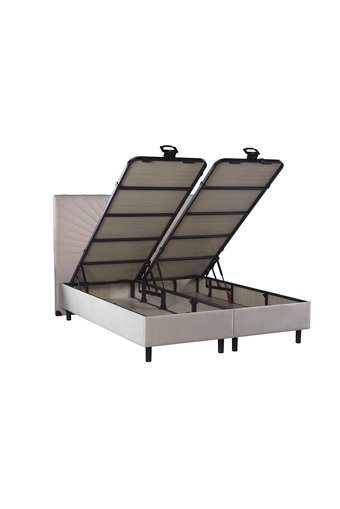 Flora Beddıng Yoga 160 x 200 cm Ayrılabilen Yataklı Başlıklı Çift Kişilik Sandıklı Baza Seti Bej