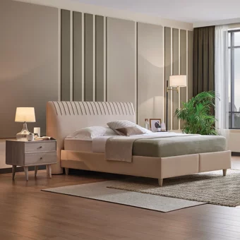 Enza Home Basel 150 x 200 cm Ayrılabilen Başlıklı Çift Kişilik Sandıklı Baza Seti Bej