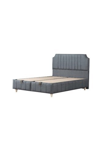 Mobilya Dükkanım Bernita 160 x 200 cm Başlıklı Çift Kişilik Sandıklı Baza Seti Gri