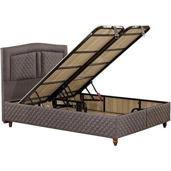 Mobilya Dükkanım İnci 150 x 200 cm Ayrılabilen Başlıklı Çift Kişilik Sandıklı Baza Seti Antrasit